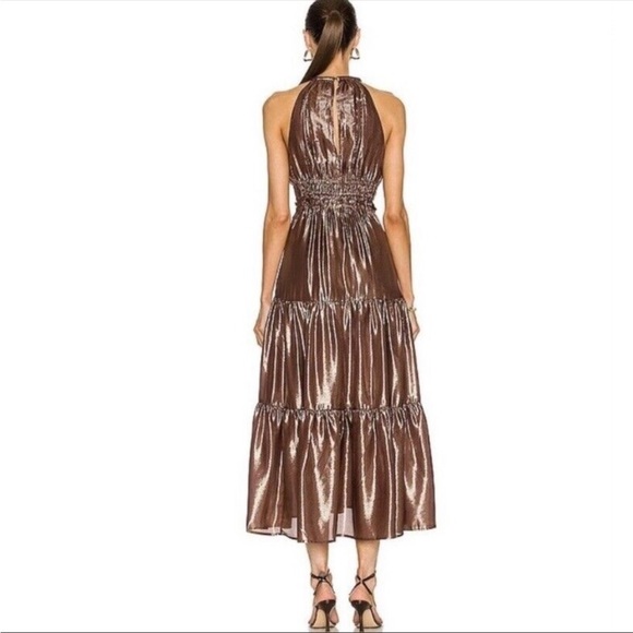 Moving sale A.L.C. NWT Elara Dress in Bitter Chocolate Gold Silk Metallic Size 0 - Picture 3 of 8